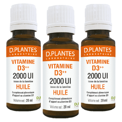 Pack 3 Vitamine D3++ huile 2000 UI 20 ml